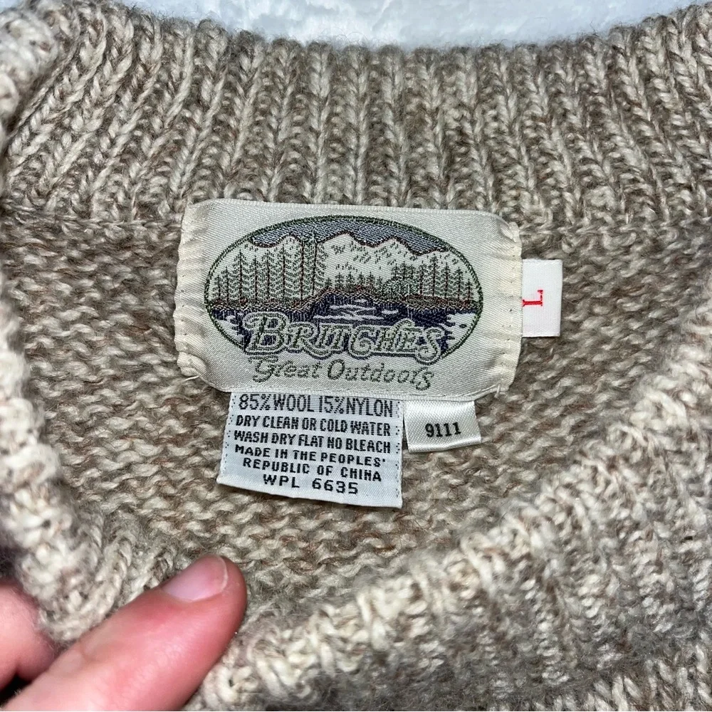 Vtg Britches Great Outdoors Sweater Mens‎ Large Oatmeal Wool Nylon Crew Neck